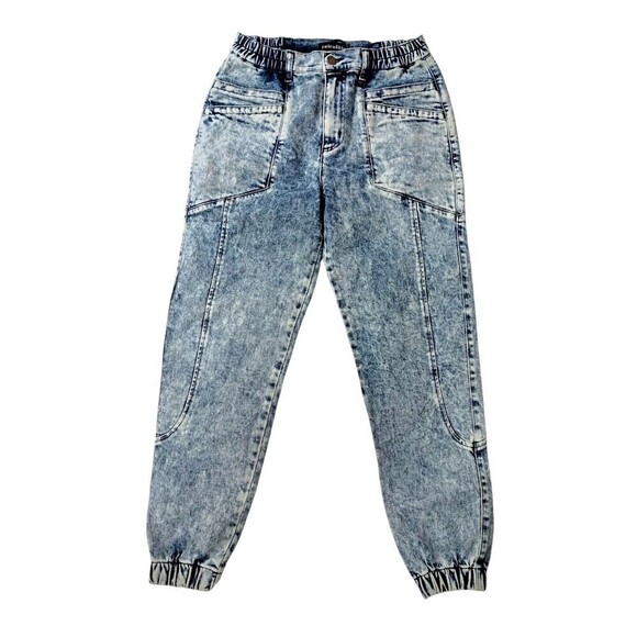 Retrofete Denim Jeans 27 Acid Wash Myla Tapered Blue High Rise Italian NWT - Picture 3 of 10